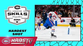 Arber Xhekaj blasts 107.2 MPH slap shot! | FULL CANADIENS HARDEST SHOT COMPETITION