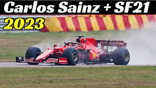 Carlos Sainz and Ferrari SF21 (2021) at Fiorano Circuit - 2nd Training Day - January 25, 2023