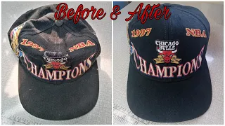 Vintage Chicago Bulls 1997 championship snapback cap restoration