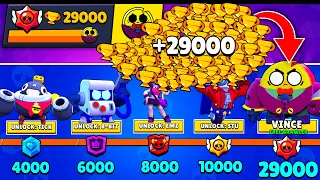NONSTOP to 29000 TROPHIES Without Collecting TROPHY ROAD + Free Brawler - Brawl Stars