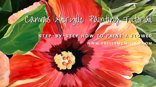 (HOW TO) ACRYLIC PAINTING TUTORIAL Hibiscus Flower Large Canvas Acrylic Painting