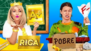 DESAFÍO DE DIBUJO RICO vs. POBRE || ¡Duelo épico! Trucos fáciles para dibujar por 123 GO! FOOD