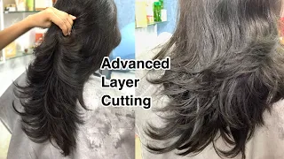 घर बैठे सीखे Advanced Layer Cutting/easy and simple method of layer cutting in thin hair|