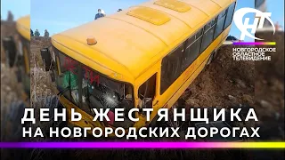 В Новгородском районе школьный автобус съехал в кювет, пострадали ребенок и женщина