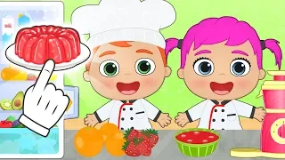 BABY ALEX and LILY learn how to make fruit jelly | Easy cooking recipes for boys and girls