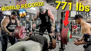 BENCH PRESS WORLD RECORD 771 LBS (350 KG) - INCLUDES FULL WORKOUT!!