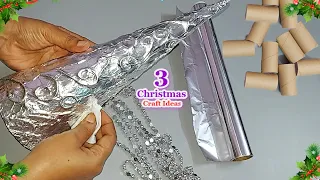 Economical 3 Christmas Decoration with Aluminium Foil & Empty roll | DIY Christmas craft idea🎄151