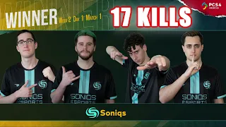 SONIQS TGLTN, Shrimzy, Hwinn & M1ME - 17 KILLS - PUBG CONTINENTAL SERIES 4 - WEEK 2 - MATCH 1