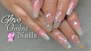 Builder Gel Nails Tutorial | Glow in the Dark Ombré | Butterfly Nails