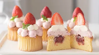 Christmas Strawberry Cupcakes｜HidaMari Cooking