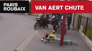 Van Aert chute - Paris-Roubaix 2019