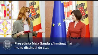 Președinta Maia Sandu a înmânat mai multe distincții de stat