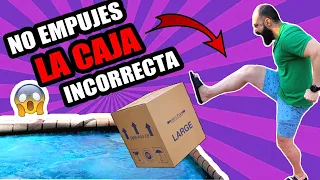 NO EMPUJES LA CAJA INCORRECTA A LA PISCINA CHALLENGE | MIA SALE LLORANDO 😱 | RETO