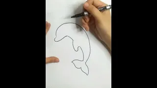 How to Draw a Cute Dolphin(FOR KIDS) 🐬 #shorts #easy