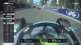 Lewis Hamilton overtake on Yuki Tsunoda Azerbaijan GP 2022
