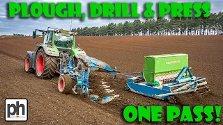 UPDATED Plough Drill and Press One Pass 2020 - Köckerling Minimat press drill, Fendt 724 & Plough