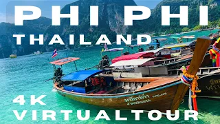 Phi Phi Islands 4K virtual tour of remote beaches and cabin rental. Maya Bay, Monkey & Nui beach