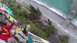 Прыжок с лифта в Гагре. Абхазия. 50 метров | ropeswinging off 150-feet in Abkhazia