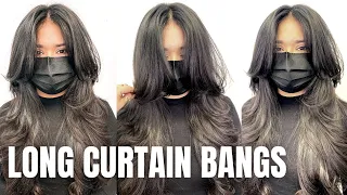 How To Cut LONG CURTAIN BANGS With Layers Like A Pro (Easy!) in 2022 | SKLPT'D Hair