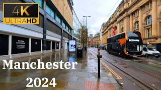 Exploring Manchester City in Rainy Morning / Walk With Me / 4K 60FPS