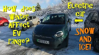 How does winter affect EV range? Snow and ice! Fiat 500e (got stuck...)