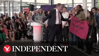 Protesters interrupt Keir Starmer's speech on Labour's five priorities