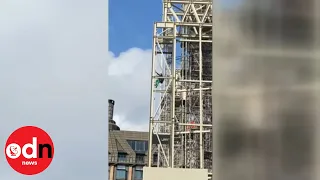 Jaw Dropping Moment Extinction Rebellion Protester Climbs Up Big Ben