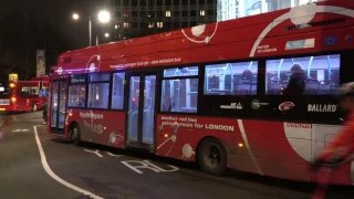 London Buses after dark at Waterloo 2nd February 2017