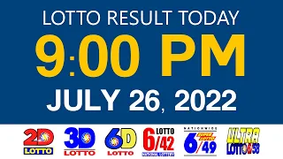 Lotto Results Today July 26 2022 9pm Ez2 Swertres 2D 3D 6D 6/42 6/49 6/58 PCSO