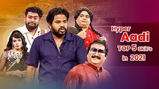 Hyper Aadi Top 5  Skits in 2021 | Jabardasth | 19th August 2023 | Hyper Aadi, Roja, Anasuya