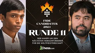 FIDE Kandidatenturnier 2024 | Runde 11: Praggnanandhaa - Hikaru Nakamura