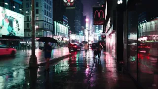 4 Walking in Heavy Thunderstorm at Night in NYC Umbrella Binaural 3D Rain Sounds ASMR 4K   YouTube