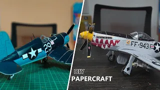 DIY papercraft fighter plane | P-51D MUSTANG | F4U CORSAIR | paper models
