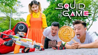 SQUID GAME 2021 Million Dollar Bonus | Nerf War Warriors Game Peel Off Candy Sugar 001 & 456