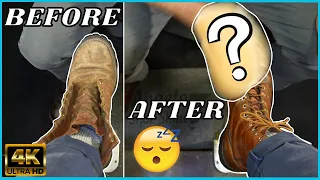 RESTORING OLD AND DESTROYED BOOTS!? The Art Of Shoe Shine | Angelo Shoe Shine ASMR