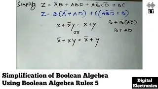 Simplification of Boolean Expression Using Boolean Algebra Rules | Important Questions 5