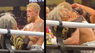 Jake Paul HUGS Tyron Woodley's Mom.. (RIGGED FIGHT?)