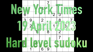 FLUKE WARNING SEE COMMENTS Sudoku solution – New York Times sudoku 19 April 2023 Hard level