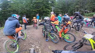 MTB kids under 10 race at Mt Hood ski bowl NWCup with a nasty OTB crash