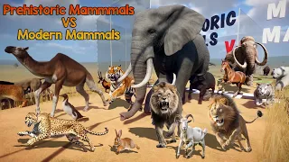 Prehistoric VS Modern Mammals Race in Planet Zoo included Wooly Mammoth, Elephant, Cheetah & Lion