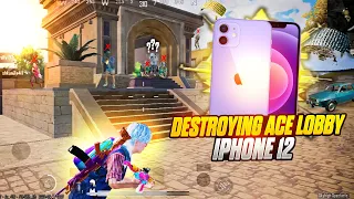 DESTROYING ACE LOBBY WITH IPHONE 12🔱| IPHONE12💥4 FINGER+GYRO