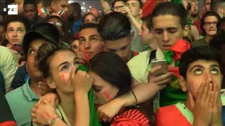 Aficionados portugueses celebran en París la victoria
