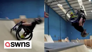 12-year-old wheelchair motorcross athlete becomes first UK male to land a BACKFLIP | SWNS