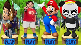 Tag with Ryan - Paw Patrol Ryder vs Super Mario vs Kaji Ryan New Mod Unlocked Run Gameplay