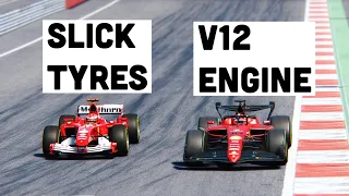 Ferrari F1 2022 V12 ENGINE vs Ferrari F1 2004 SLICK TYRES at Spa Francorchamps