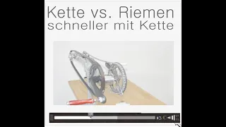 Video 1 :   Wirkungsgrad Riemen vs. Kette - mehr Kraftbedarf durch Riemen (Untertitel !)