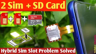 How to Use 2 Sim and SD Card with Hybrid Sim Slot Adapter Ft. Redmi Note 7 S