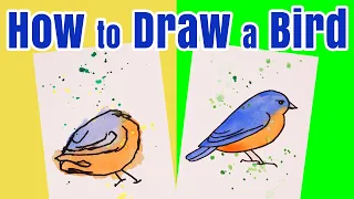 How to Draw a Bird Tutorial for Kids - Easy Watercolor Bird Painting Tutorial for Beginners