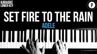 Adele - Set Fire To The Rain Karaoke SLOWER Acoustic Piano Instrumental Cover Lyrics LOWER KEY