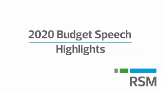 2020 Budget speech highlights